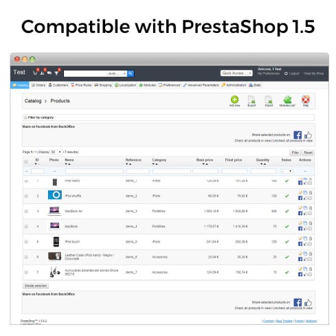 Module Partage sur Réseau Social depuis le Backoffice pour PrestaShop