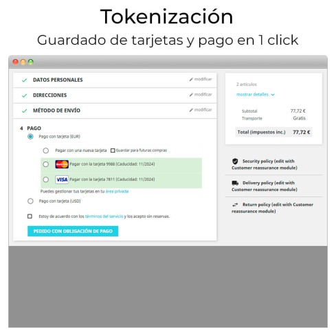 Card payment Virtual POS CECA gateway,refunds (& Bizum ®*)-Modul für PrestaShop