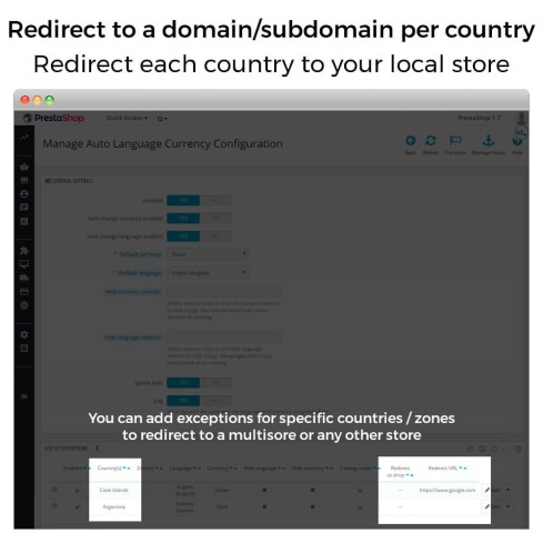 Auto Change Country, Language And Currency Geolocation module for PrestaShop