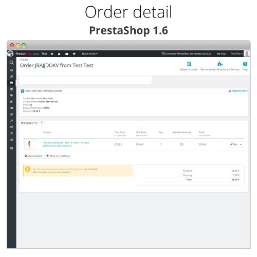 Modulo Pagamento offline/manuale con carta di credito/debito per PrestaShop