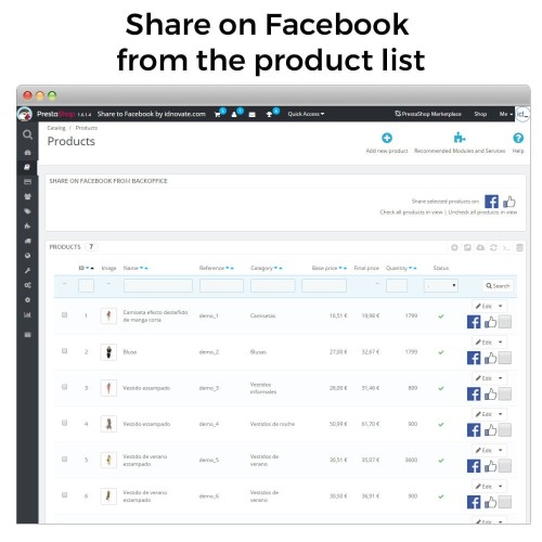 Share on Social Network from the Backoffice-Modul für PrestaShop