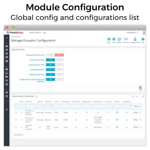 Modulo Aumenti di prezzo, sconti e prezzi fissi per PrestaShop