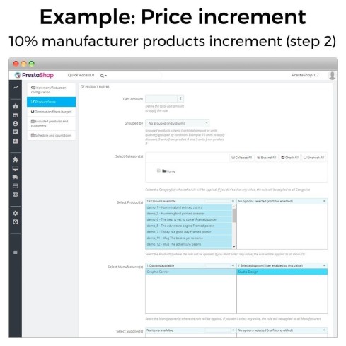 Modulo Aumenti di prezzo, sconti e prezzi fissi per PrestaShop