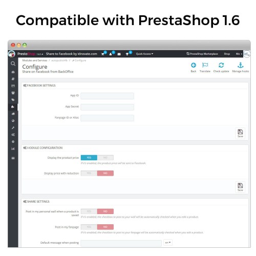 Share on Social Network from the Backoffice-Modul für PrestaShop