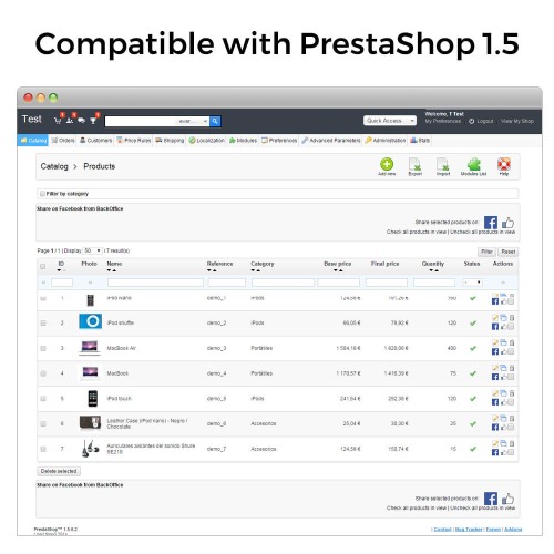 Share on Social Network from the Backoffice-Modul für PrestaShop
