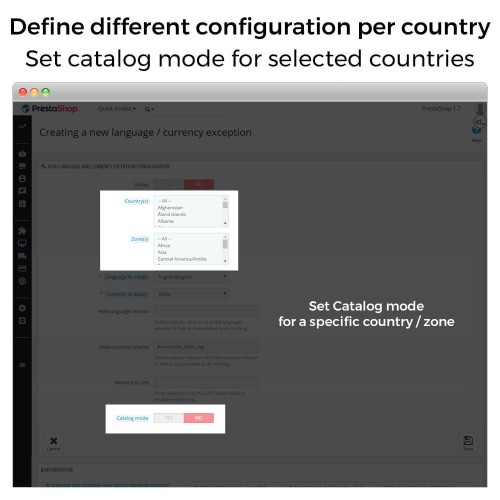 Modulo Cambio Auto di Paese, Lingua/Valuta - Geolocalizzazione per PrestaShop