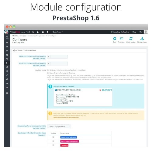 Modulo Pagamento offline/manuale con carta di credito/debito per PrestaShop