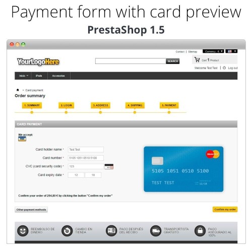 Modulo Pagamento offline/manuale con carta di credito/debito per PrestaShop