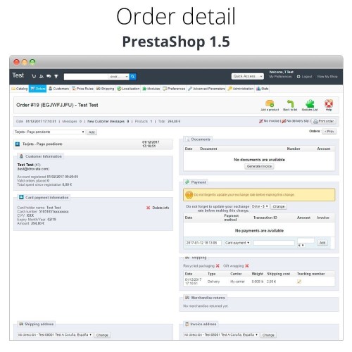 Módulo Pago offline/manual con tarjeta de crédito/débito para PrestaShop
