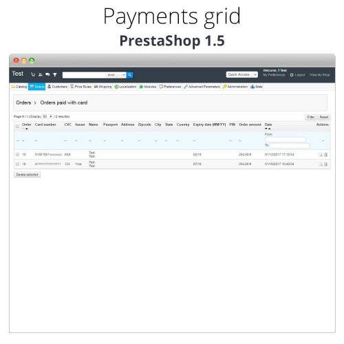 Module Paiement offline/manuel avec une carte de crédit/débit pour PrestaShop