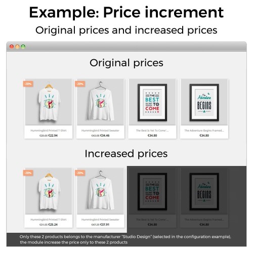 Modulo Aumenti di prezzo, sconti e prezzi fissi per PrestaShop