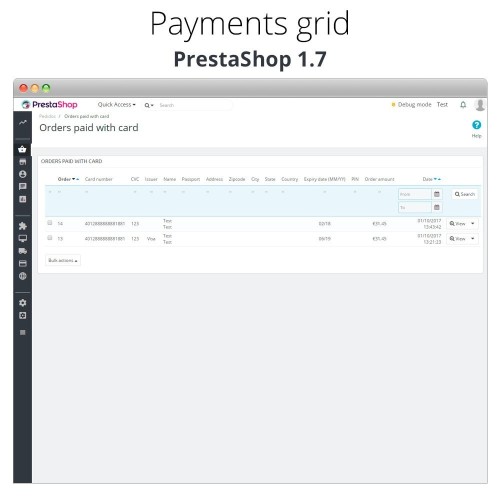 Module Paiement offline/manuel avec une carte de crédit/débit pour PrestaShop