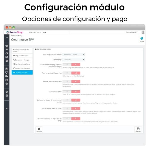 Módulo REDSYS ®* Pago tarjeta (Bizum ®*, clicktopay, devoluciones) para PrestaShop