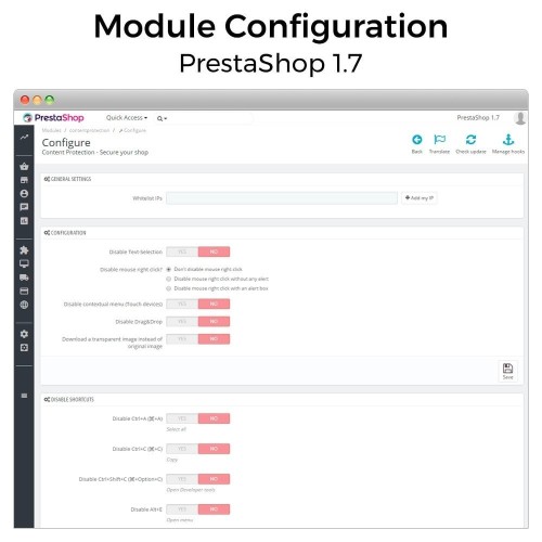 Content Protection - Secure your shop-Modul für PrestaShop