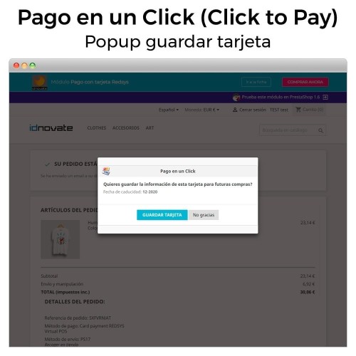 Módulo BBVA TPV Redsys ®* (Bizum ®*, Devoluciones, Pago un Click) para PrestaShop