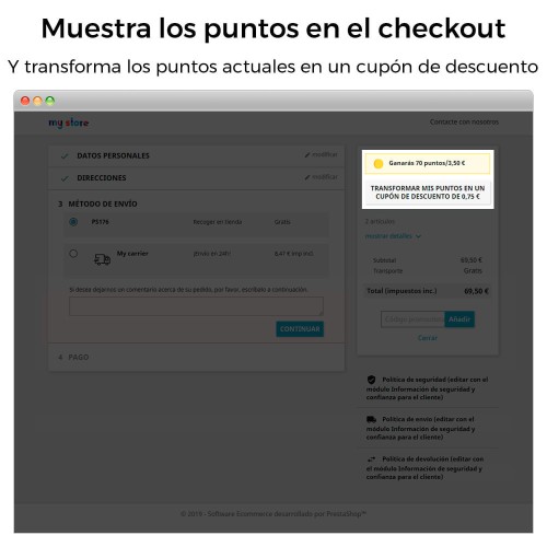 Módulo Programa Puntos de Fidelidad: Recompensas, Cupones y Bonos por Hitos para PrestaShop