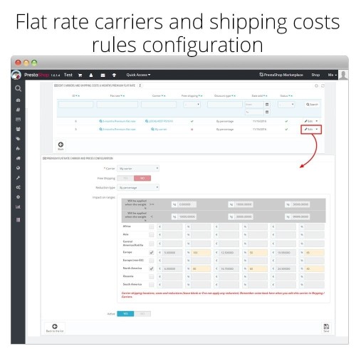 Module Tarif forfaitaire et réductions d'expédition Premium pour PrestaShop