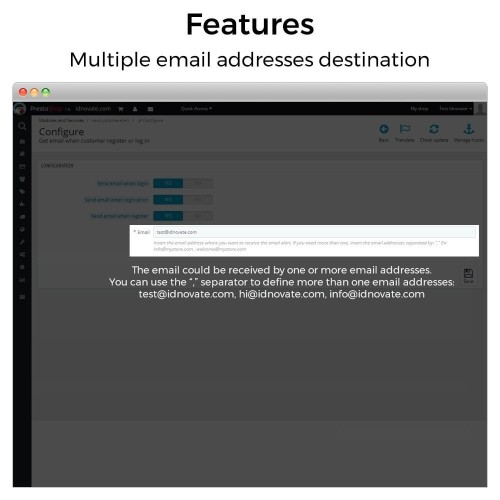 Get email when customer register or login-Modul für PrestaShop