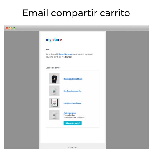 Módulo Compartir y guardar carrito - Crear carrito desde URL para PrestaShop