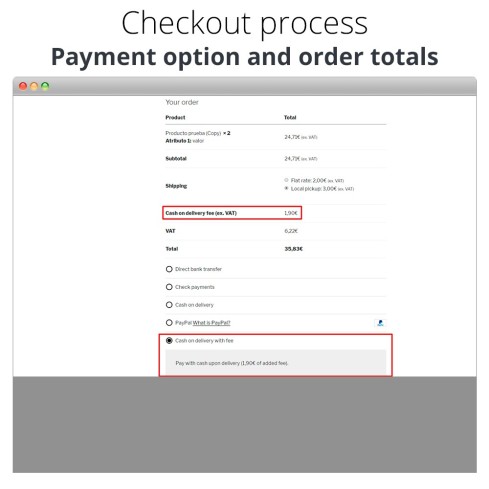 Modulo Advanced cash on delivery and cash on pickup with fee / surcharge per PrestaShop
