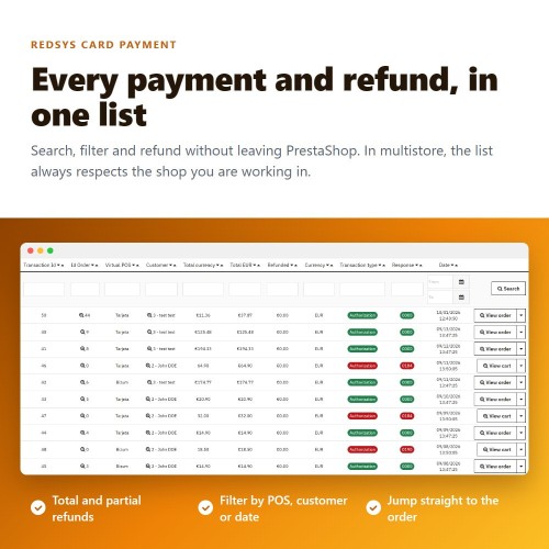 Modulo REDSYS ®* card payment (bizum ®*, clicktopay, refunds) per PrestaShop