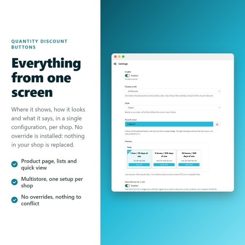 Quantity discounts as clickable buttons module for PrestaShop