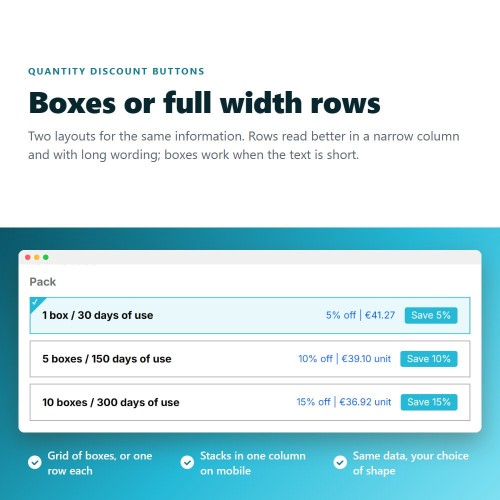 Mengenrabatte als anklickbare Schaltflächen-Modul für PrestaShop