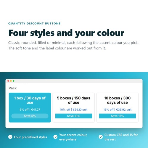 Module Remises sur quantité sous forme de boutons cliquables pour PrestaShop