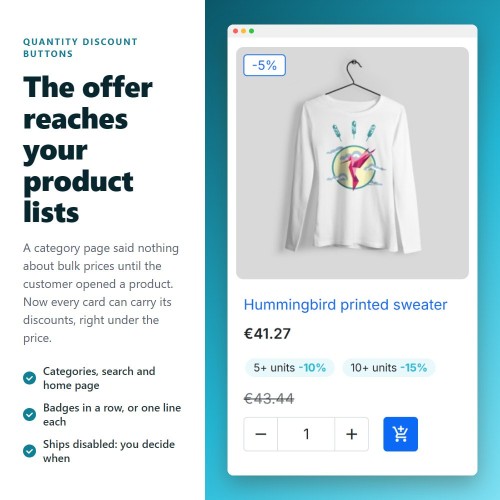 Modulo Sconti per quantità sotto forma di pulsanti cliccabili per PrestaShop