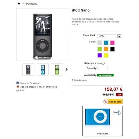 Siguiente/Anterior producto en página de producto-Modul für PrestaShop