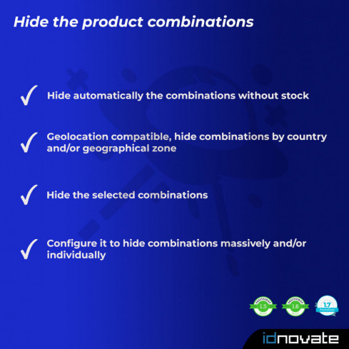 Module Show or hide attributes - combinations (stock, geoip) pour PrestaShop